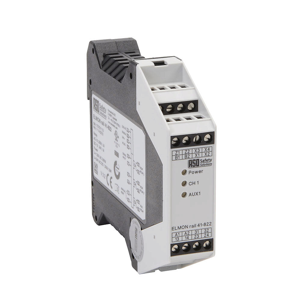 ASO Safety Solutions safety relay, safety mat/edges, 1-channel, 24 VAC/VDC or 120 VAC, (2) N.O. safety output(s), (1) N.O. monitoring output(s), fixed screw terminals.-1114-0210