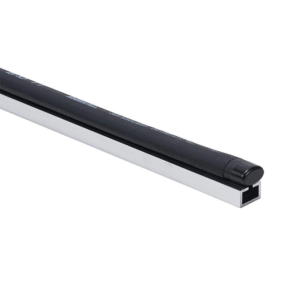 ASO Safety Solutions safety contact edge, 15 x 10mm, 2ft length, pigtail, 8.2ft/2.5m cable length. Aluminum mounting rail included. Preassembled with 8.2k ohm resistor for 2-wire installation.-1501-1467