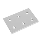FATH rectangular flat plate, silver, 6 holes, anodized aluminum, slot size 8. For use with all 1.5in and 3in profile T-slotted rails. Manufacturer part number: 093EVD76114.-151114