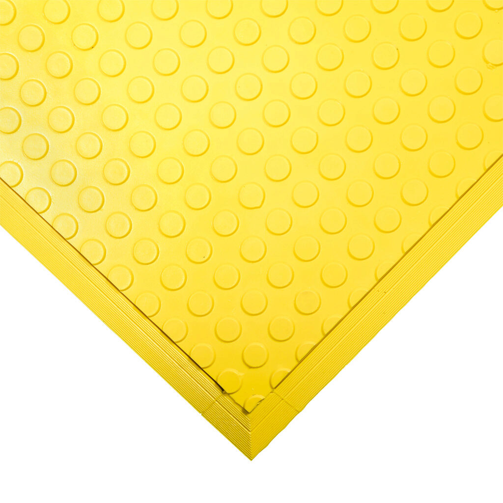 ASO Safety Solutions safety contact mat, 36 x 36in, integrated taper edge, 24 VAC/VDC operating voltage, polyurethane contact surface, yellow, IP65, 19.6ft/6m cable length, pigtail.-1602-6400