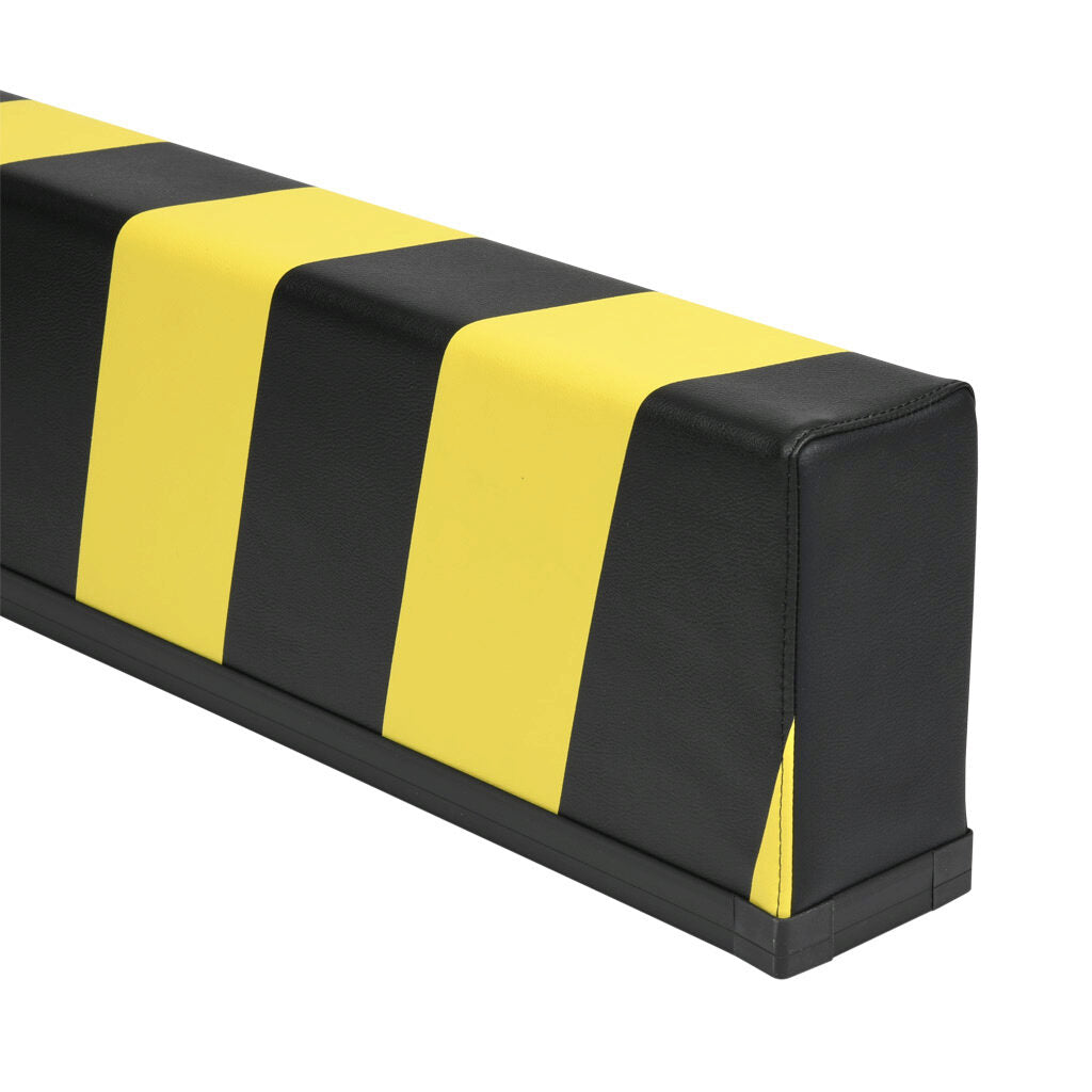 ASO Safety Solutions safety contact bumper, 100 x 200mm, 4ft length, yellow and black, (1) 3-pin male M8 connector and (1) 3-pin female M8 connector, 4.7in/120mm cable length. Aluminum mounting rail included.-1701-4810