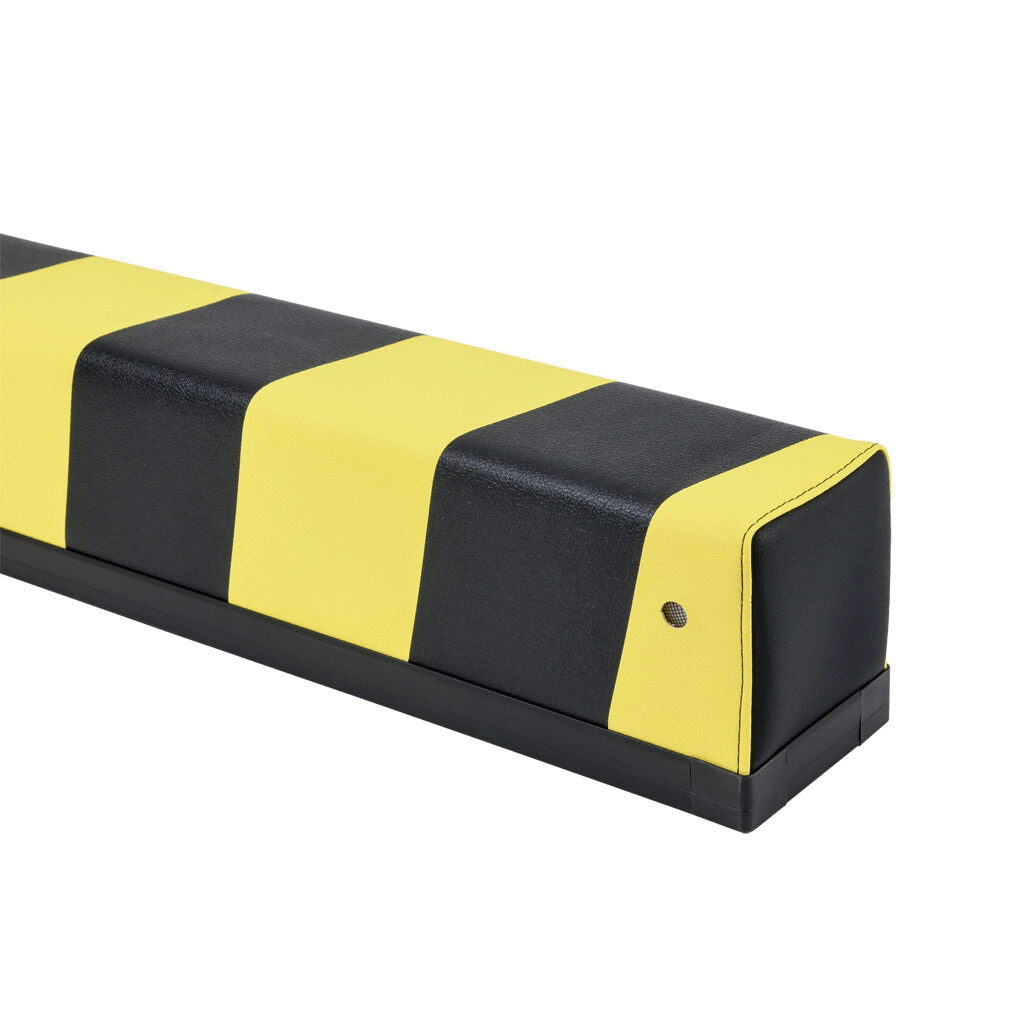 ASO Safety Solutions safety contact bumper, 100 x 120mm, 4ft length, yellow and black, (1) 3-pin male M8 connector and (1) 3-pin female M8 connector, outdoor rated, 4.7in/120mm cable length. Aluminum mounting rail included.-1701-6380