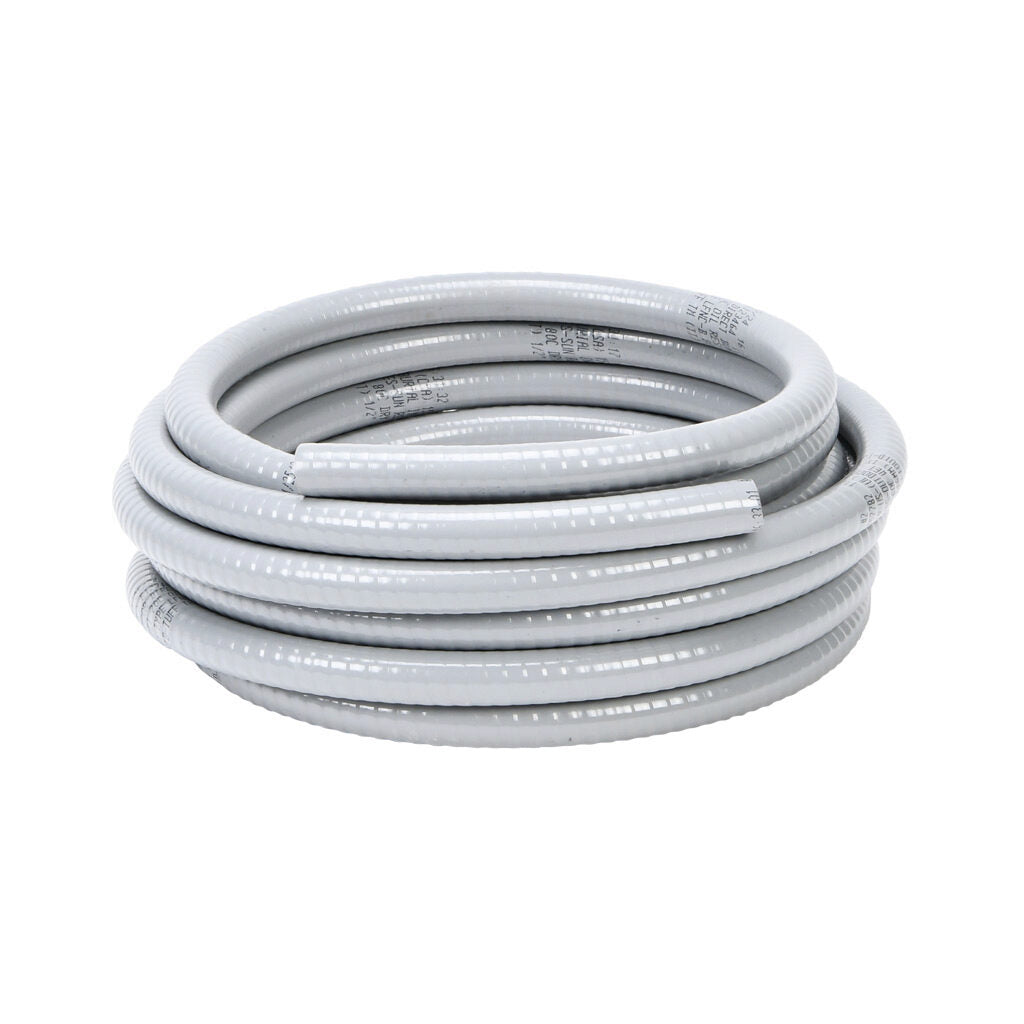 Atkore Liquid-Tuff 6000 liquid-tight flexible non-metallic conduit, embedded spiral rigid PVC, PVC wall, 1/2in trade size, gray, UL-1660 Listed, 25ft/7.6m coil length.-6002-22-00