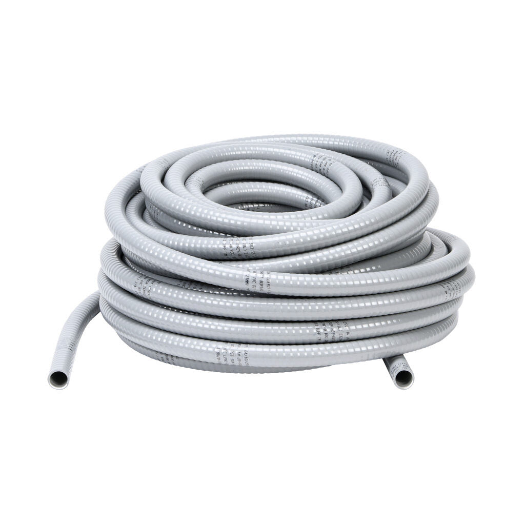 Atkore Liquid-Tuff 6000 liquid-tight flexible non-metallic conduit, embedded spiral rigid PVC, PVC wall, 3/4in trade size, gray, UL-1660 Listed, 100ft/30.4m coil length.-6003-30-00