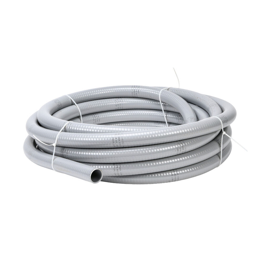 Atkore Liquid-Tuff 6000 liquid-tight flexible non-metallic conduit, embedded spiral rigid PVC, PVC wall, 1-1/2in trade size, gray, UL-1660 Listed, 50ft/15.2m coil length.-6006-24-00