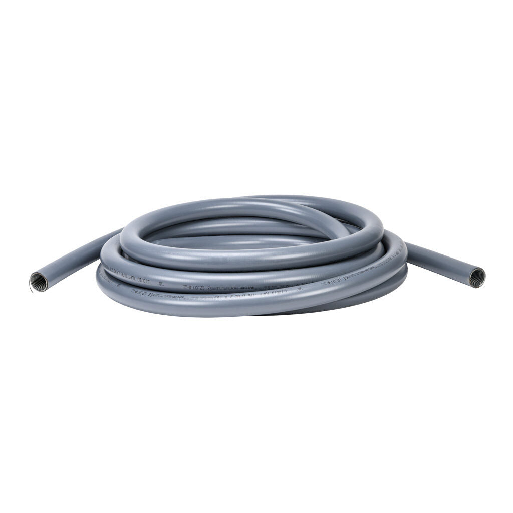 Atkore Liquid-Tuff 6200 liquid-tight flexible metallic conduit, galvanized low carbon steel, PVC jacket, 2in trade size, gray, UL-360 Listed, 50ft/15.2m coil length.-6207-24-00