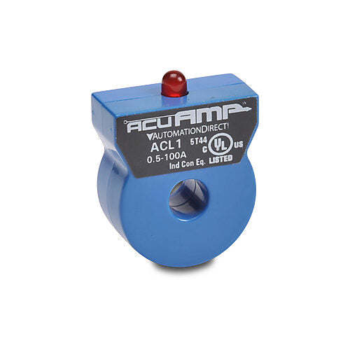 AcuAMP AC current indicator, fixed core, 0.5-100A sensing range, 0.5A non-adjustable trip point.-ACL1
