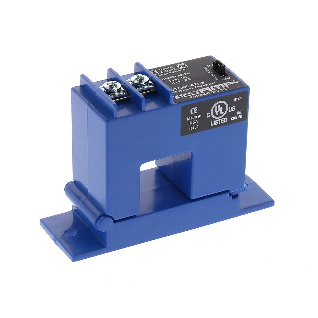 AcuAMP AC current transducer, 1-phase, split core, 0-2 or 0-5A selectable sensing range, 4-20 mA output.-ACT005-42L-S