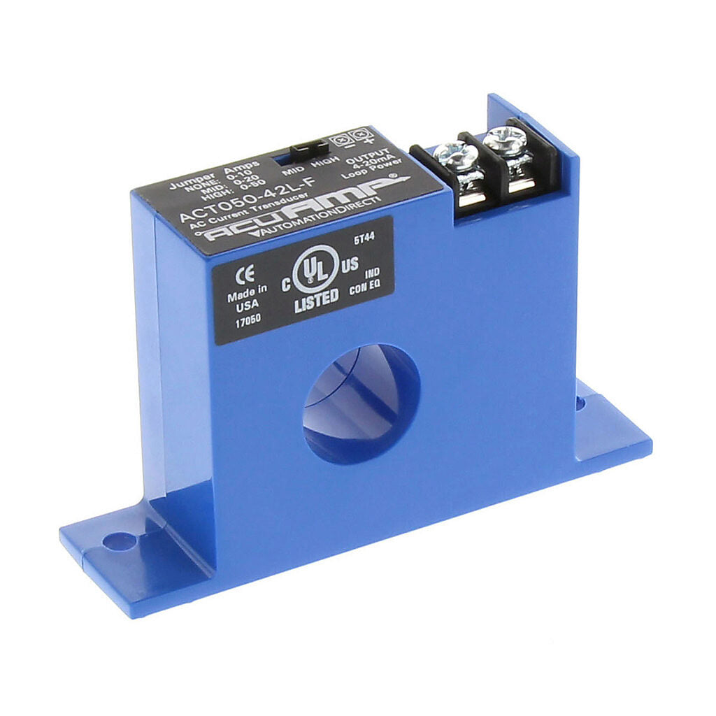 AcuAMP AC current transducer, 1-phase, fixed core, 0-10, 0-20, or 0-50A selectable sensing range, 4-20 mA output.-ACT050-42L-F
