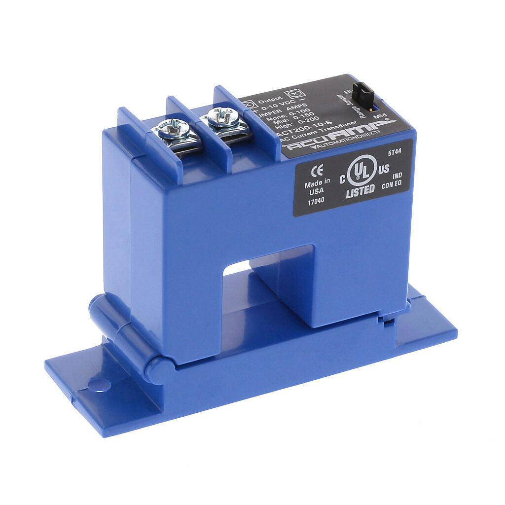 AcuAMP AC current transducer, 1-phase, split core, 0-100, 0-150, or 0-200A selectable sensing range, 0-10 VDC output.-ACT200-10-S