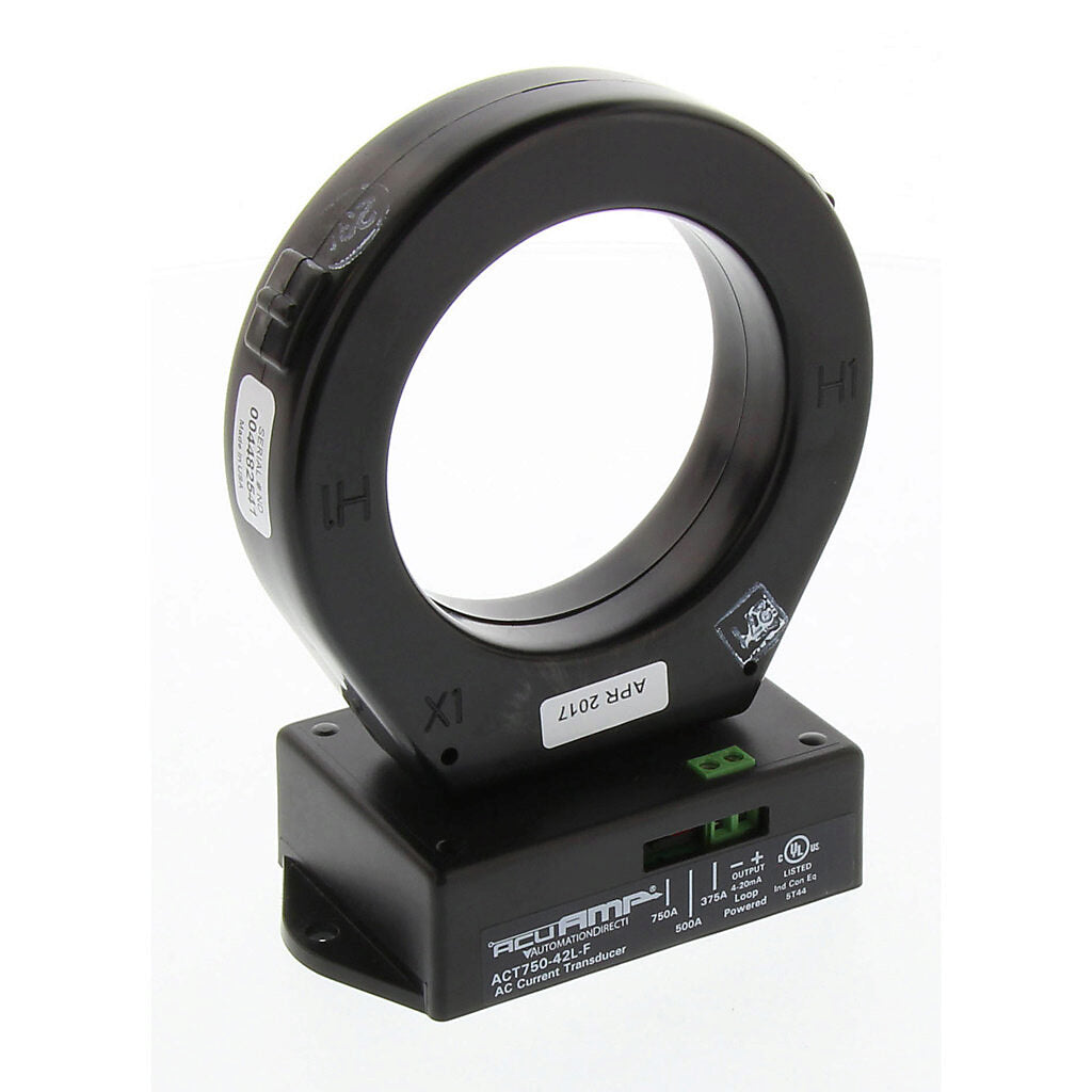 AcuAMP AC current transducer, 1-phase, fixed core, 0-375, 0-500, or 0-750A selectable sensing range, 4-20 mA output.-ACT750-42L-F