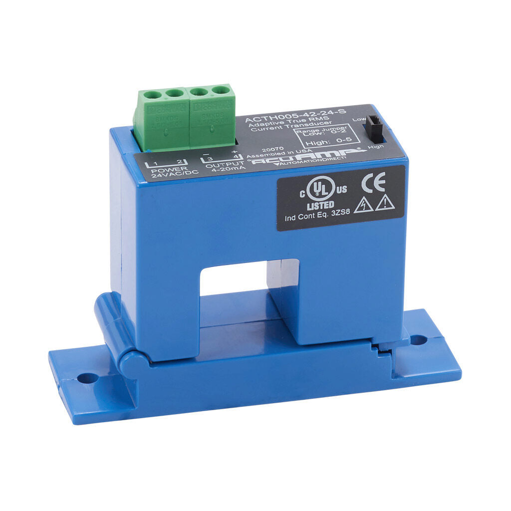 AcuAMP AC current transducer, 1-phase, split core, 0-2, 0-5A selectable, with time integration sensing range, True RMS, 4-20 mA output.-ACTH005-42-24-S