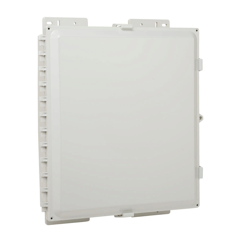 AttaBox Heartland SL series enclosure, NEMA 1/3R/4/4X/12, 18 x 16 x 4in (HxWxD), wall mount, polycarbonate, Pantone 7541 C light gray, single-door, polycarbonate quick-release latch.-AH18164