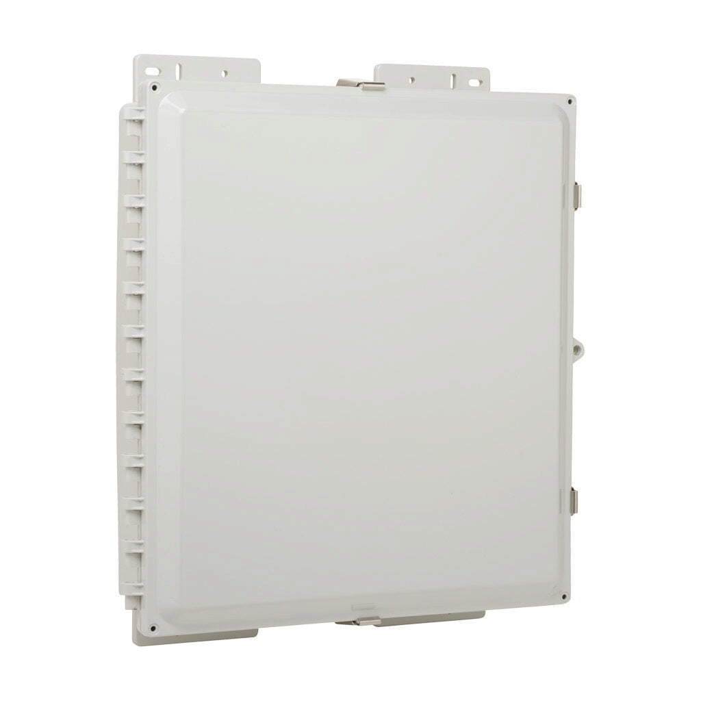 AttaBox Heartland SL series enclosure, NEMA 1/3R/4/4X/12, 18 x 16 x 4in (HxWxD), wall mount, polycarbonate, Pantone 7541 C light gray, single-door, stainless steel quick-release latch.-AH18164SS