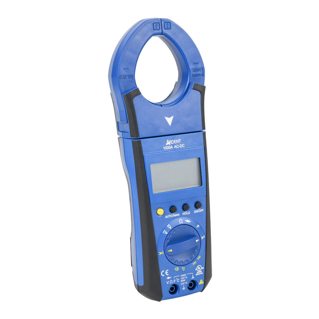 ARDENT clamp meter, AC/DC voltage, AC/DC current, resistance, capacitance, frequency and temperature, 1000A, CAT IV 600V/CAT lll 1000V, True RMS.-ARD-CM1000ACDC