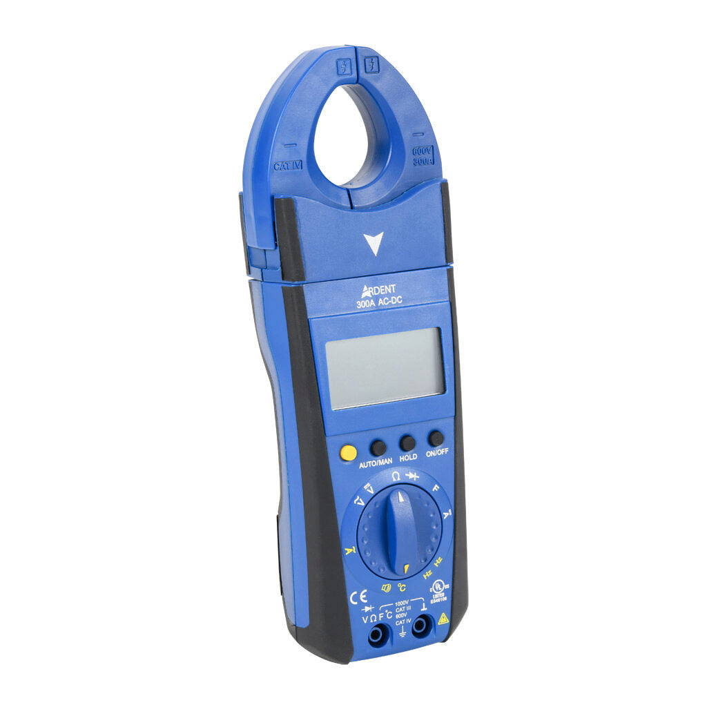 ARDENT clamp meter, AC/DC voltage, AC/DC current, resistance, capacitance, frequency and temperature, 300A, CAT IV 600V/CAT lll 1000V, True RMS.-ARD-CM300ACDC