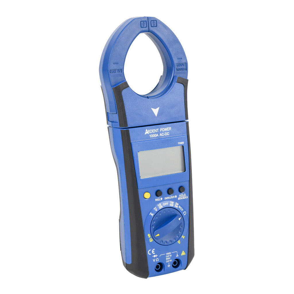 ARDENT clamp meter, AC/DC voltage, AC/DC current, power, resistance and temperature, 1000A, CAT IV 600V/CAT lll 1000V.-ARD-CMP1000ACDC