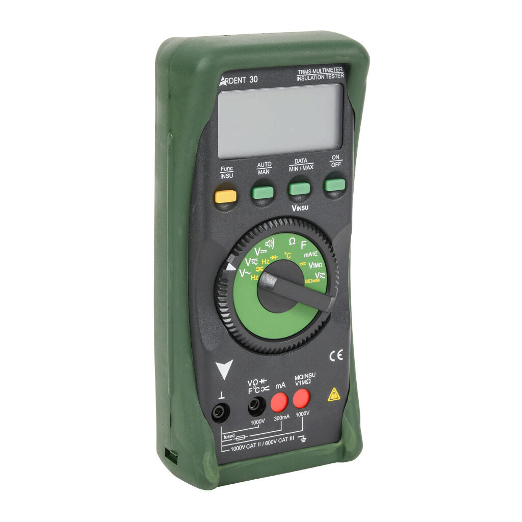 ARDENT insulation tester, AC/DC voltage, AC/DC current, resistance, continuity, capacitance, frequency and temperature, 300A, CAT III 600V/CAT II 1000V, True RMS.-ARD-IT30