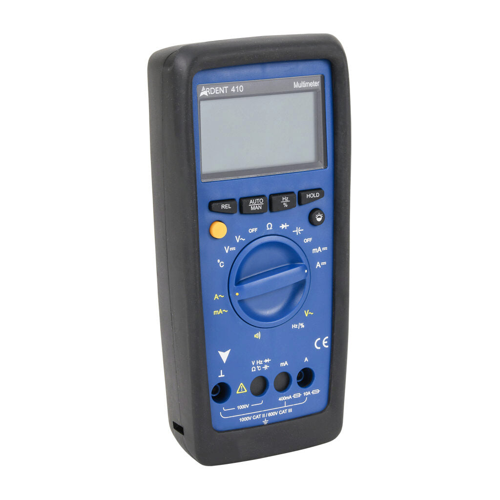 ARDENT multimeter, AC/DC voltage, AC/DC current, resistance, continuity, capacitance, frequency and temperature, 10A, CAT III 600V/CAT II 1000V.-ARD-MM410