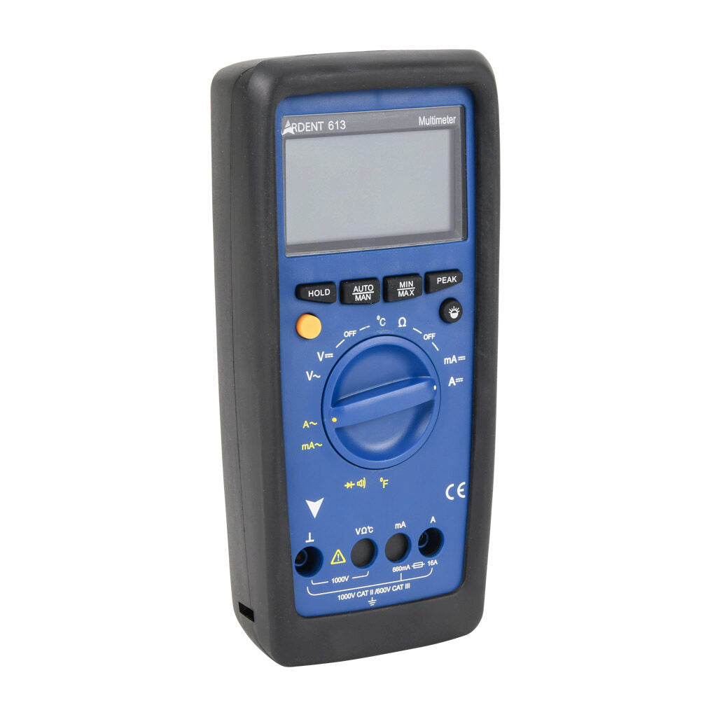 ARDENT multimeter, AC/DC voltage, AC/DC current, resistance, continuity and temperature, 16A, CAT IV 600V/CAT lll 1000V.-ARD-MM613