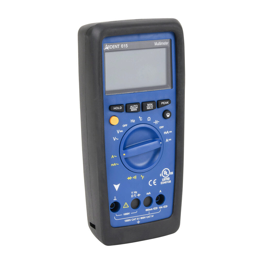 ARDENT multimeter, AC/DC voltage, AC/DC current, resistance, continuity, capacitance, frequency and temperature, 10A, CAT IV 600V/CAT lll 1000V.-ARD-MM615