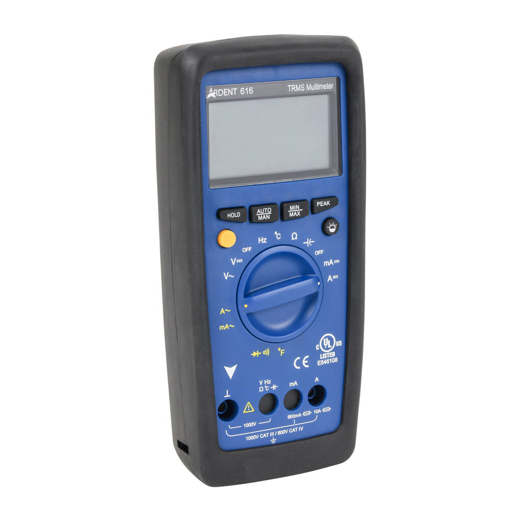 ARDENT multimeter, AC/DC voltage, AC/DC current, resistance, continuity, capacitance, frequency and temperature, 10A, CAT IV 600V/CAT lll 1000V, True RMS.-ARD-MM616