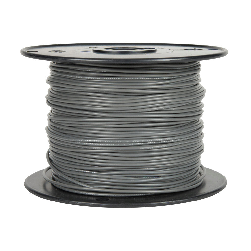 Atlas Wire AWM hook-up wire, single conductor, 16 AWG, 26-stranded, tinned copper, PVC conductor insulation material, gray, 300V, 500ft spool.-AWM16GY