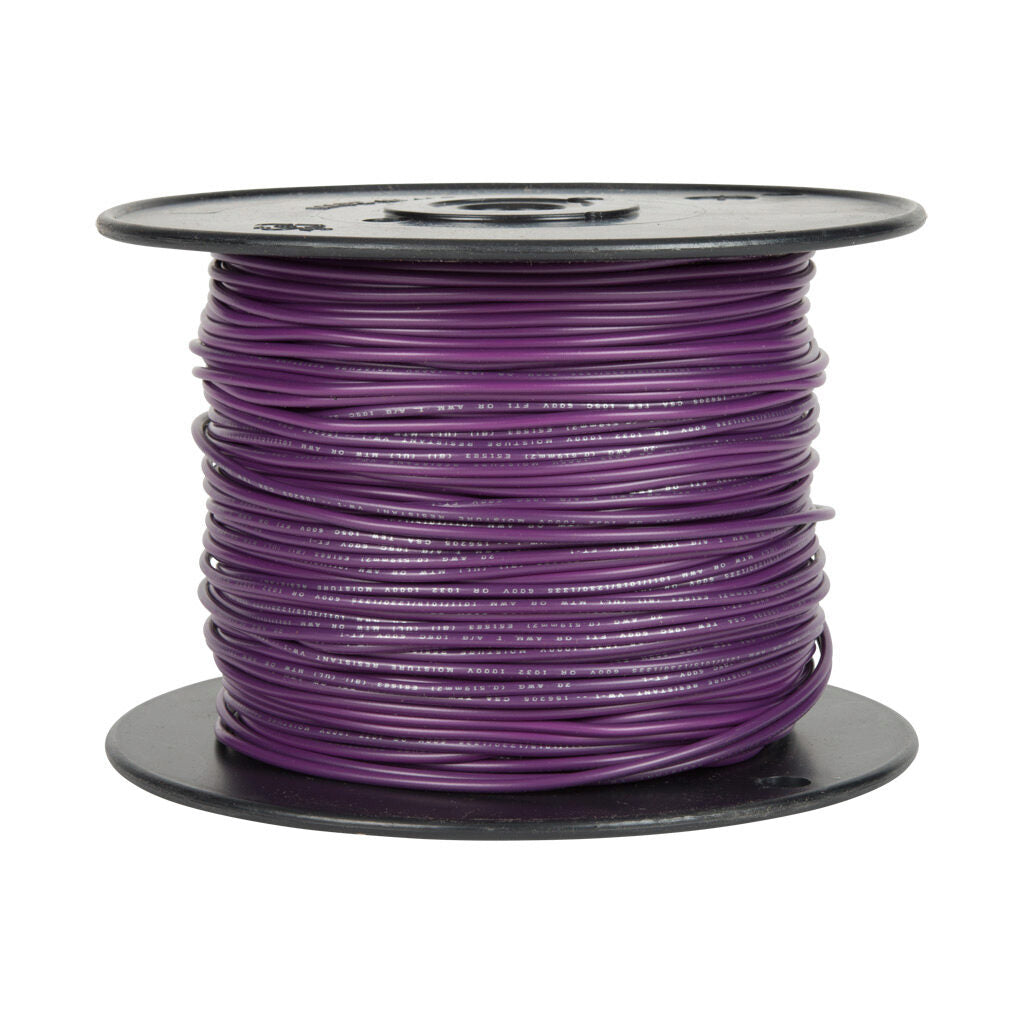 Atlas Wire AWM hook-up wire, single conductor, 16 AWG, 26-stranded, tinned copper, PVC conductor insulation material, purple, 300V, 500ft spool.-AWM16PL