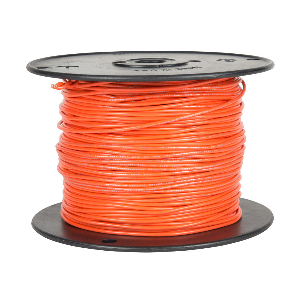 Atlas Wire AWM hook-up wire, single conductor, 18 AWG, 16-stranded, tinned copper, PVC conductor insulation material, orange, 300V, 500ft spool.-AWM18OR