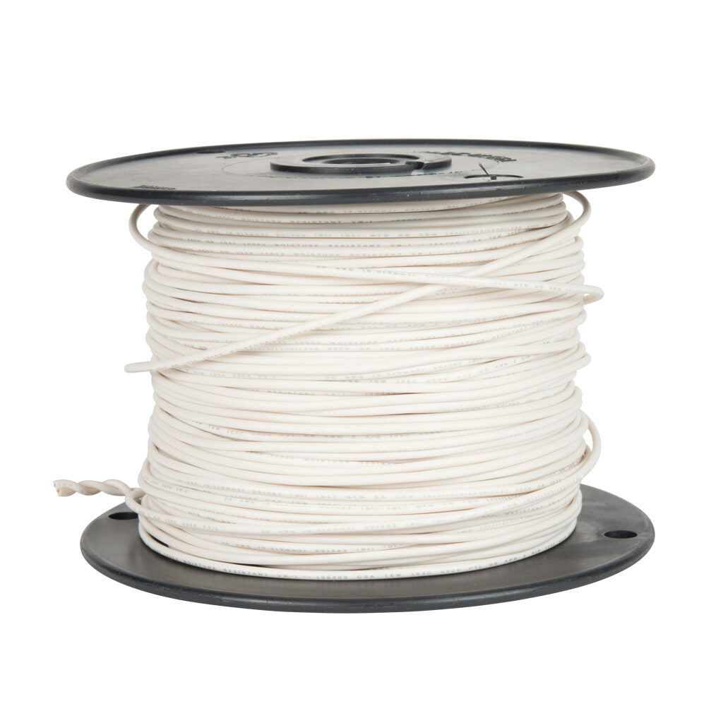 Atlas Wire AWM hook-up wire, single conductor, 18 AWG, 16-stranded, tinned copper, PVC conductor insulation material, white, 300V, 500ft spool.-AWM18WH