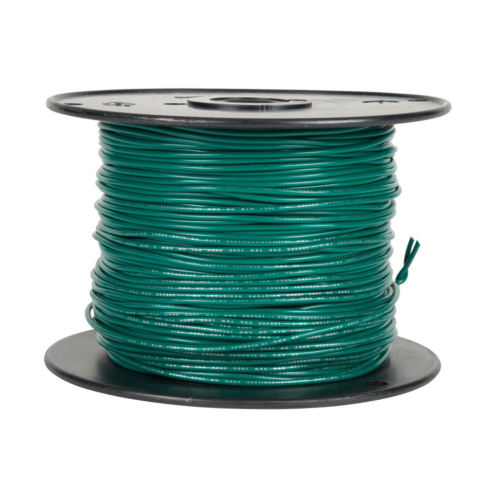 Atlas Wire AWM hook-up wire, single conductor, 24 AWG, 7-stranded, tinned copper, PVC conductor insulation material, green, 300V, 1000ft spool.-AWM24GN10