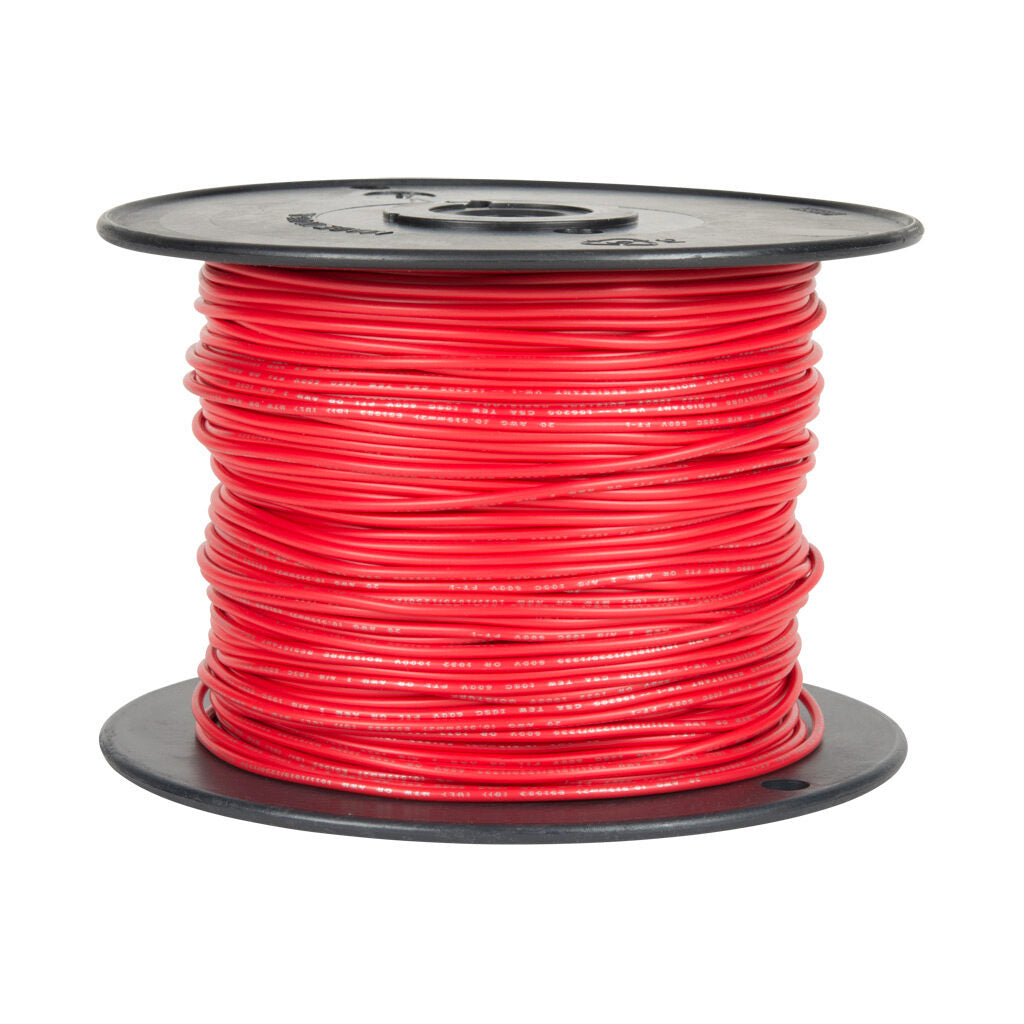 Atlas Wire AWM hook-up wire, single conductor, 26 AWG, 7-stranded, tinned copper, PVC conductor insulation material, red, 300V, 1000ft spool.-AWM26RD10