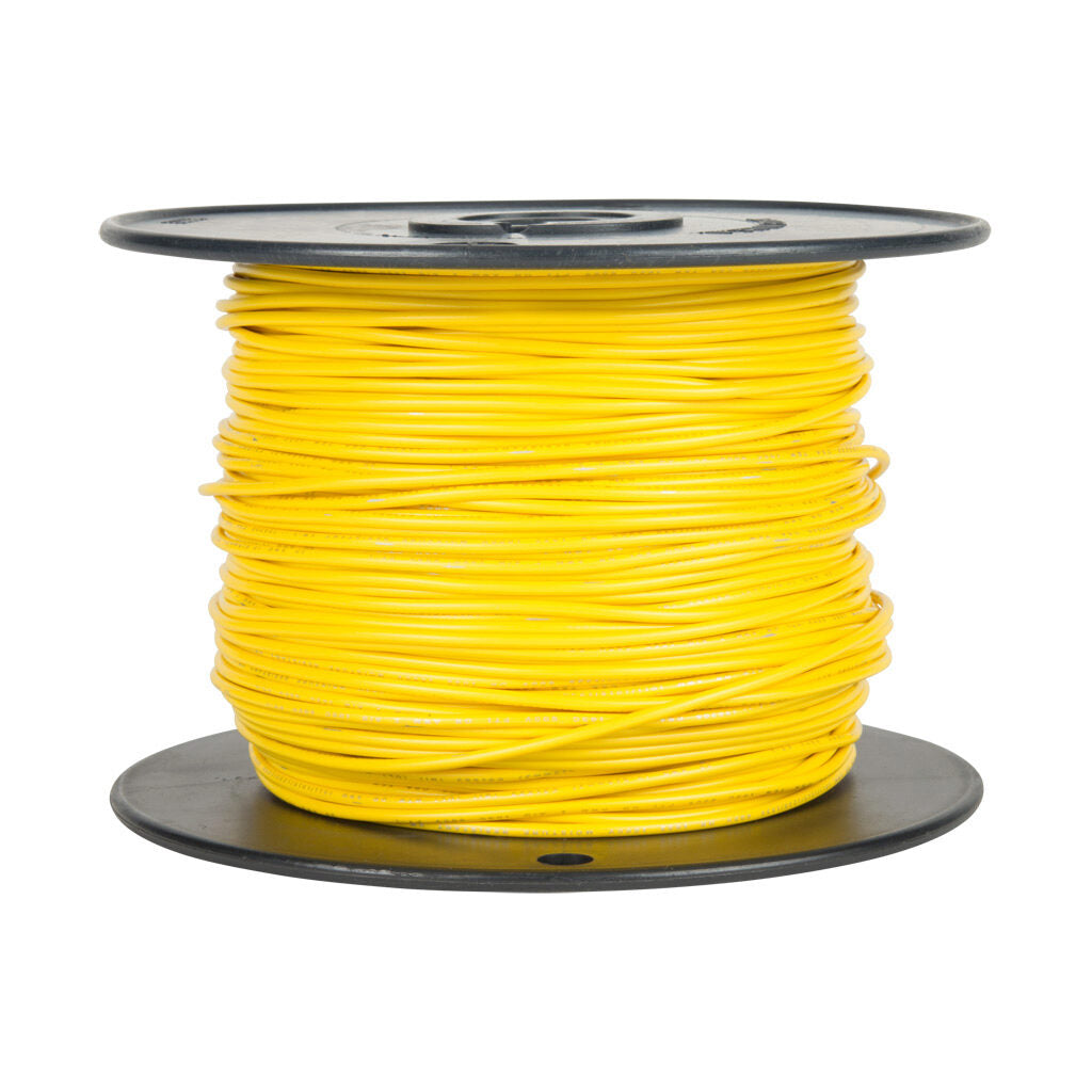 Atlas Wire AWM hook-up wire, single conductor, 26 AWG, 7-stranded, tinned copper, PVC conductor insulation material, yellow, 300V, 1000ft spool.-AWM26YL10