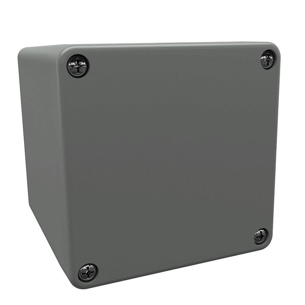 AttaBox BantamBox series enclosure, NEMA 1/3R/4/4X/12, 82 x 80 x 85mm (HxWxD), polycarbonate, RAL 7035 light gray, screw cover, purchase subpanel separately.-BB080809W