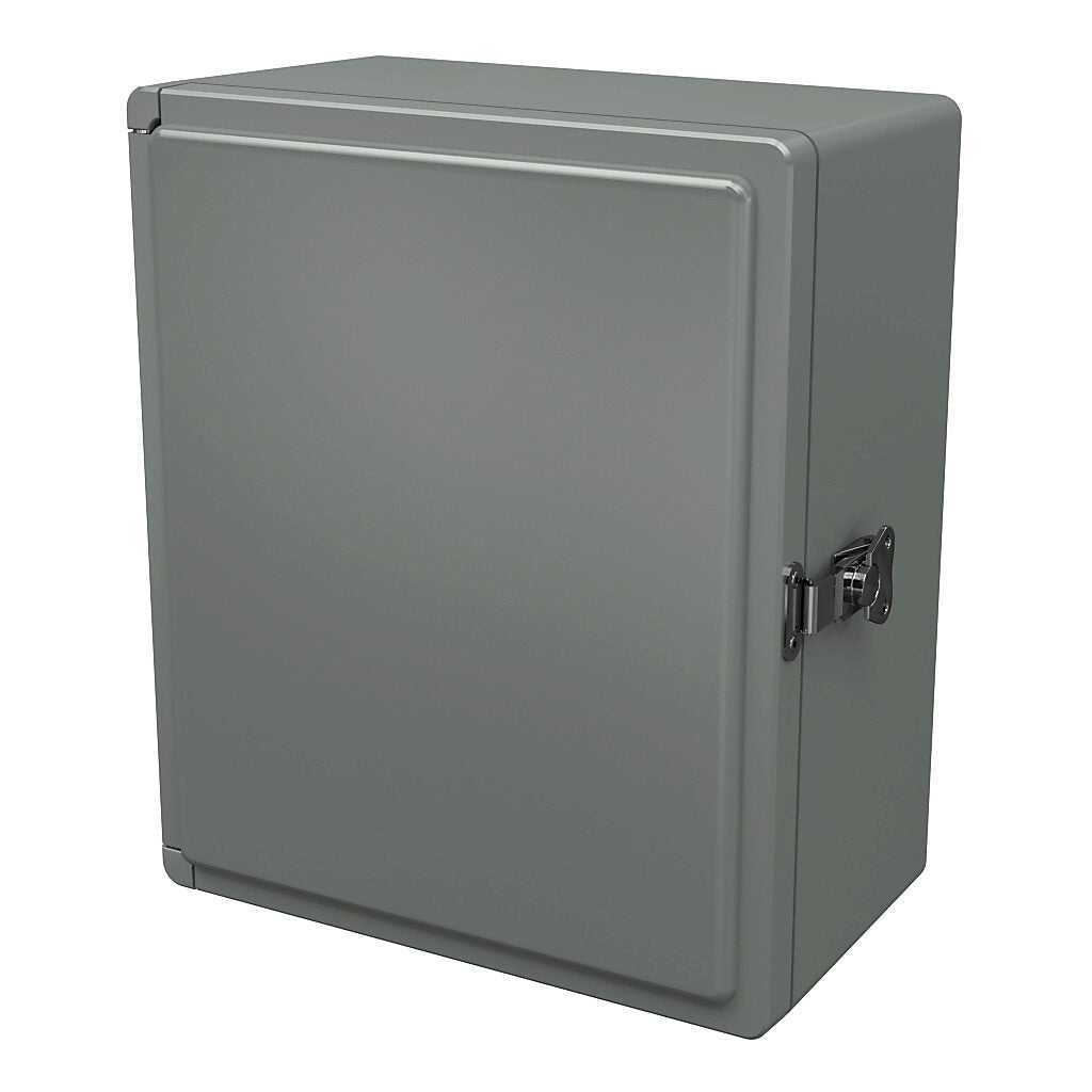 AttaBox Centurion series enclosure, NEMA 1/3/3S/3R/4X/12, 13 x 11 x 6in (HxWxD), wall mount, fiberglass reinforced polyester, gray, crowned single-door, (1) twist-lock latch.-CE1311HLL