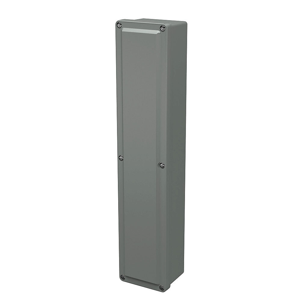 AttaBox Commander series pushbutton enclosure, blank cover, NEMA 1/3R/4X/6P/12, 17 x 3 x 2in (HxWxD), wall mount, fiberglass reinforced polyester, gray, crowned screw cover.-CO1732