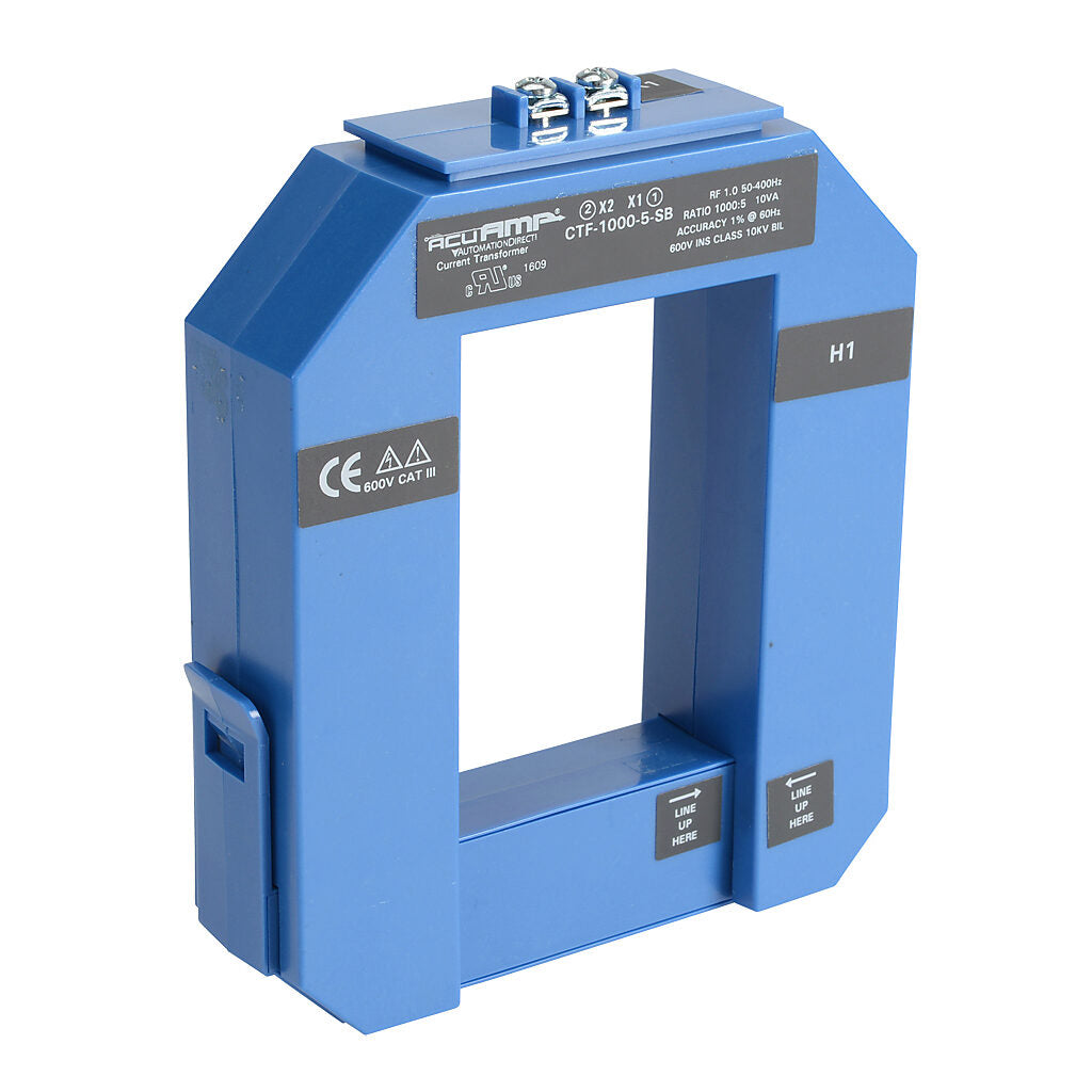 AcuAMP AC current transformer, split core, 1000A primary, 5A secondary, 2.36 x 3.49in sensing window, 1% accuracy, screw terminal.-CTF-1000-5-SB