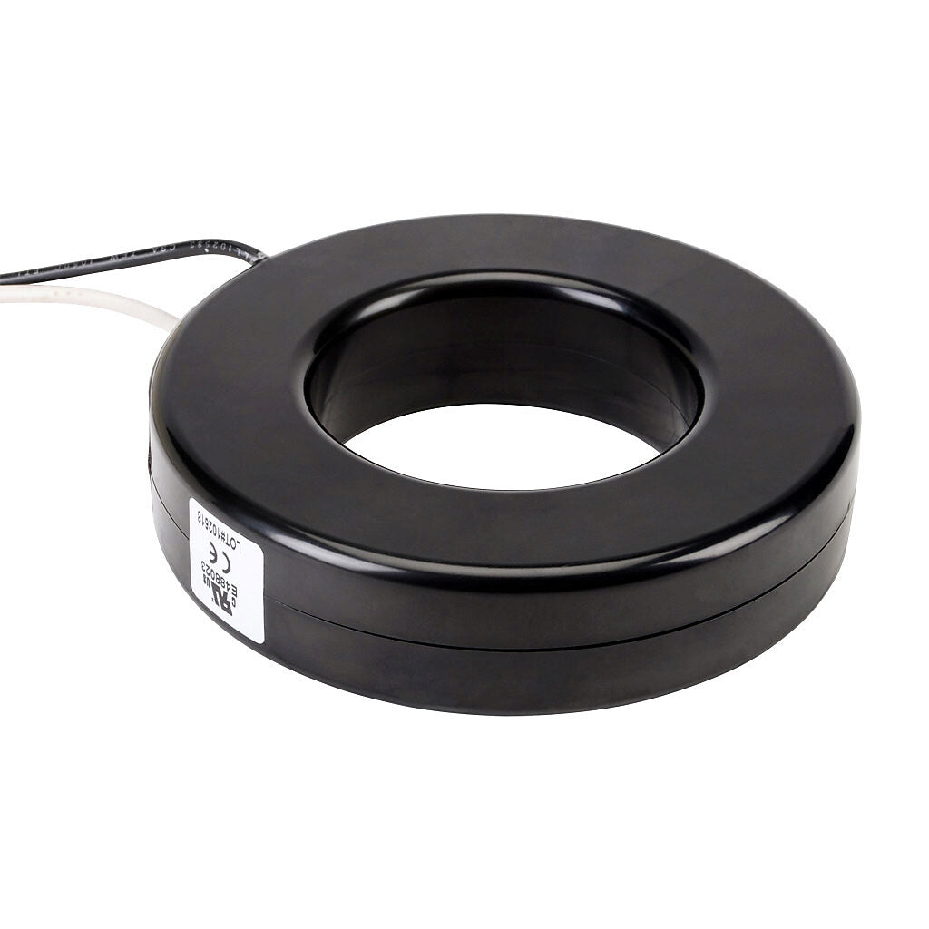 AcuAMP AC current transformer, solid core, 400A primary, 5A secondary, 2.5in diameter sensing window, 1% accuracy, (2) 24in 16AWG lead wires.-CTF-7RL-0400