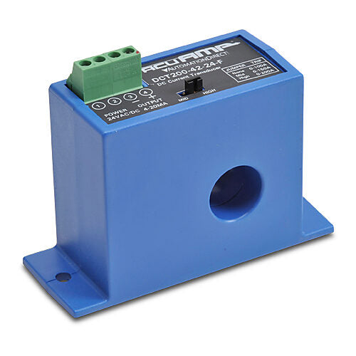 AcuAMP DC current transducer, fixed core, 0-100, 0-150, or 0-200A selectable sensing range, 4-20 mA output.-DCT200-42-24-F