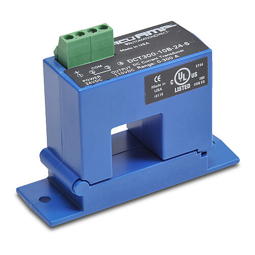 AcuAMP DC current transducer, split core, bi-directional 0-300A sensing range, bipolar +/- 0-10 VDC output.-DCT300-10B-24-S