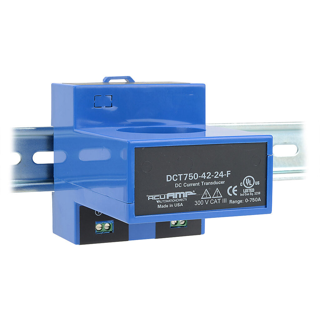 AcuAMP DC current transducer, large aperture fixed core, 0-750A sensing range, 4-20 mA output.-DCT750-42-24-F