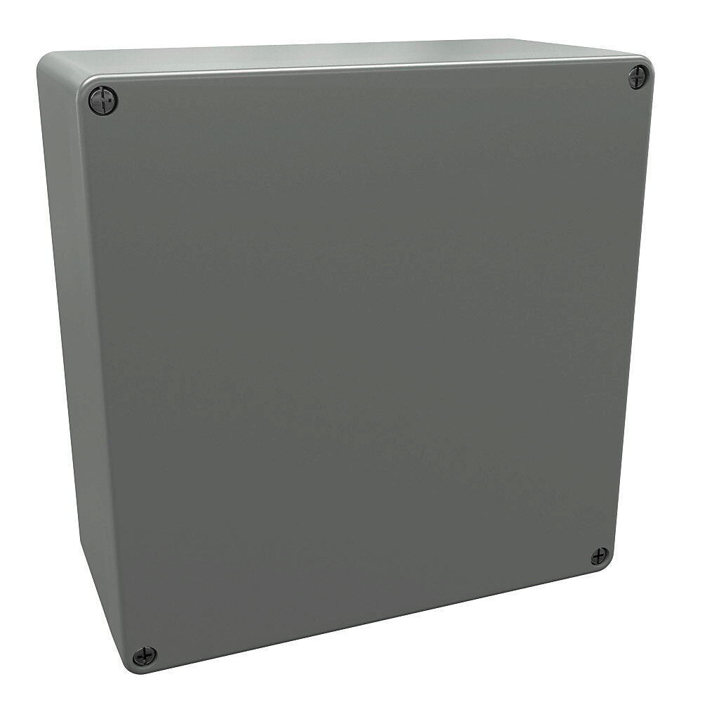 AttaBox DuraShield series enclosure, NEMA 1/3/3S/4X/6/6P/12, 255 x 250 x 121mm (HxWxD), fiberglass reinforced polyester, Pantone 428 C glacier gray, screw cover.-DU10105W
