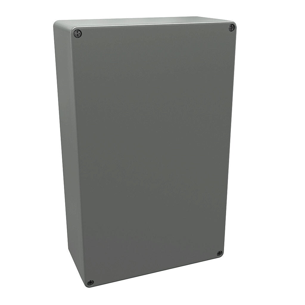 AttaBox DuraShield series enclosure, NEMA 1/3/3S/4X/6/6P/12, 400 x 250 x 121mm (HxWxD), fiberglass reinforced polyester, Pantone 428 C glacier gray, screw cover.-DU10165W