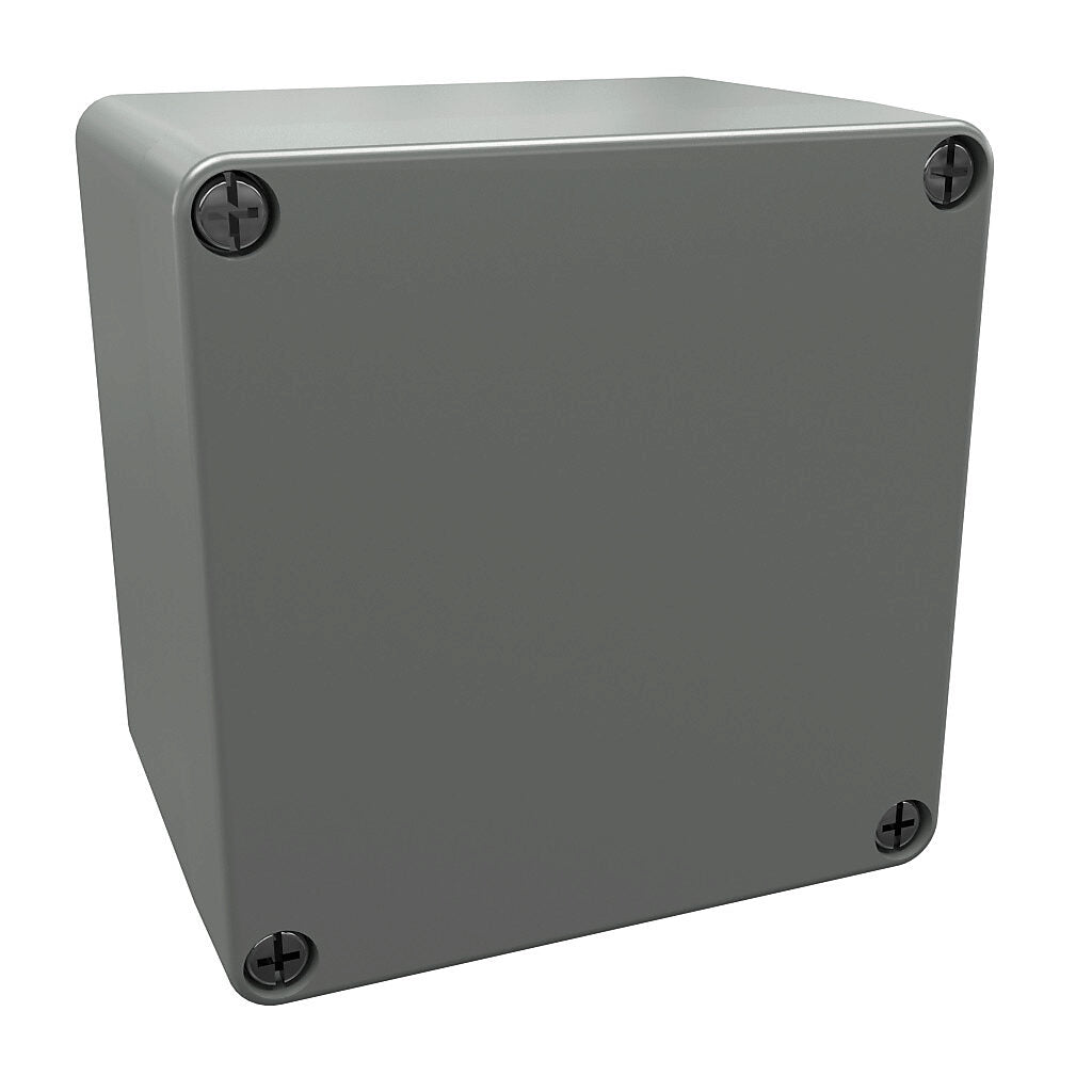 AttaBox DuraShield series enclosure, NEMA 1/3/3S/4X/6/6P/12, 122 x 120 x 91mm (HxWxD), fiberglass reinforced polyester, Pantone 428 C glacier gray, screw cover.-DU554W