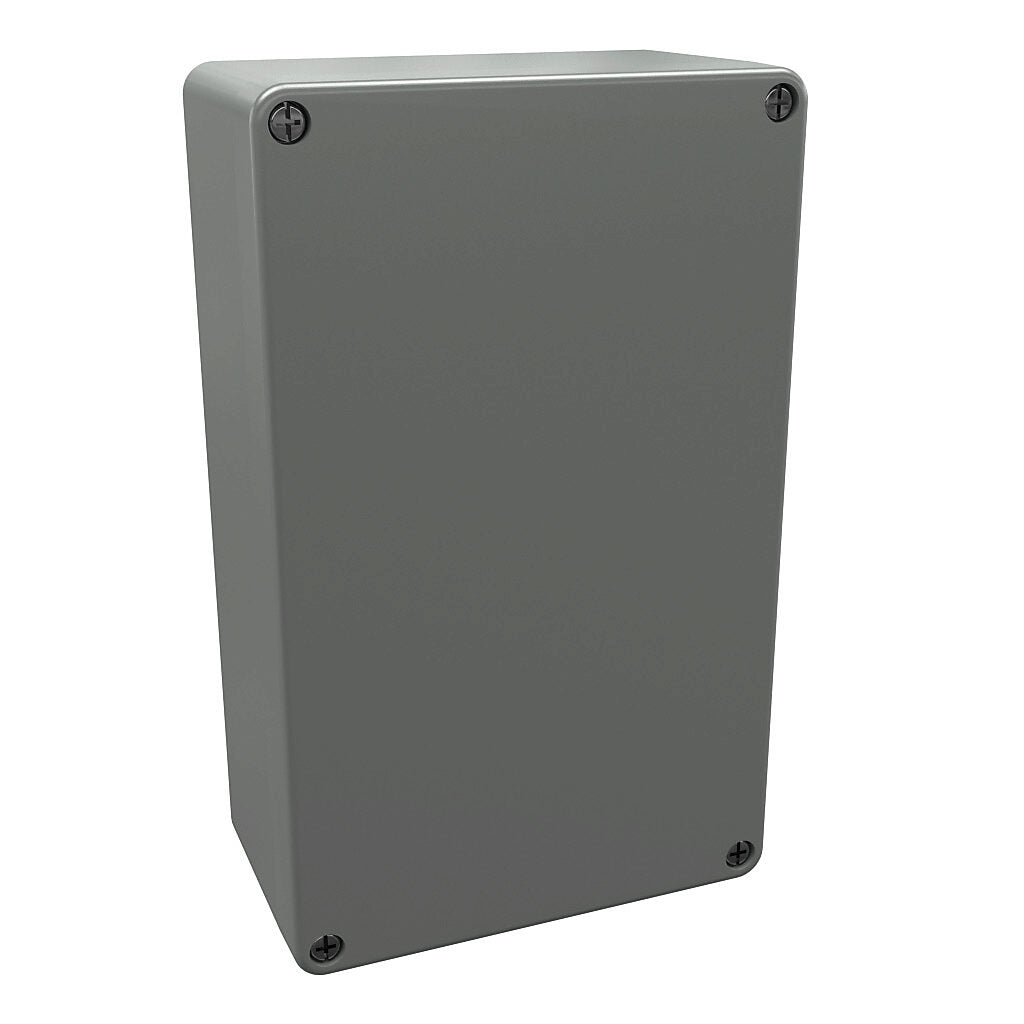 AttaBox DuraShield series enclosure, NEMA 1/3/3S/4X/6/6P/12, 160 x 260 x 91mm (HxWxD), fiberglass reinforced polyester, Pantone 428 C glacier gray, screw cover.-DU7114W