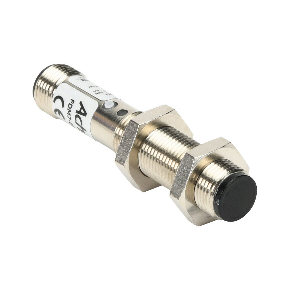 AchieVe photoelectric sensor, tubular, threaded, diffuse, infrared, 300mm sensing distance, selectable light-on/dark-on, NPN, 1 kHz switching frequency, teach-in button, metal housing, 4-pin M12 quick-disconnect.-FDM7-0N-1H