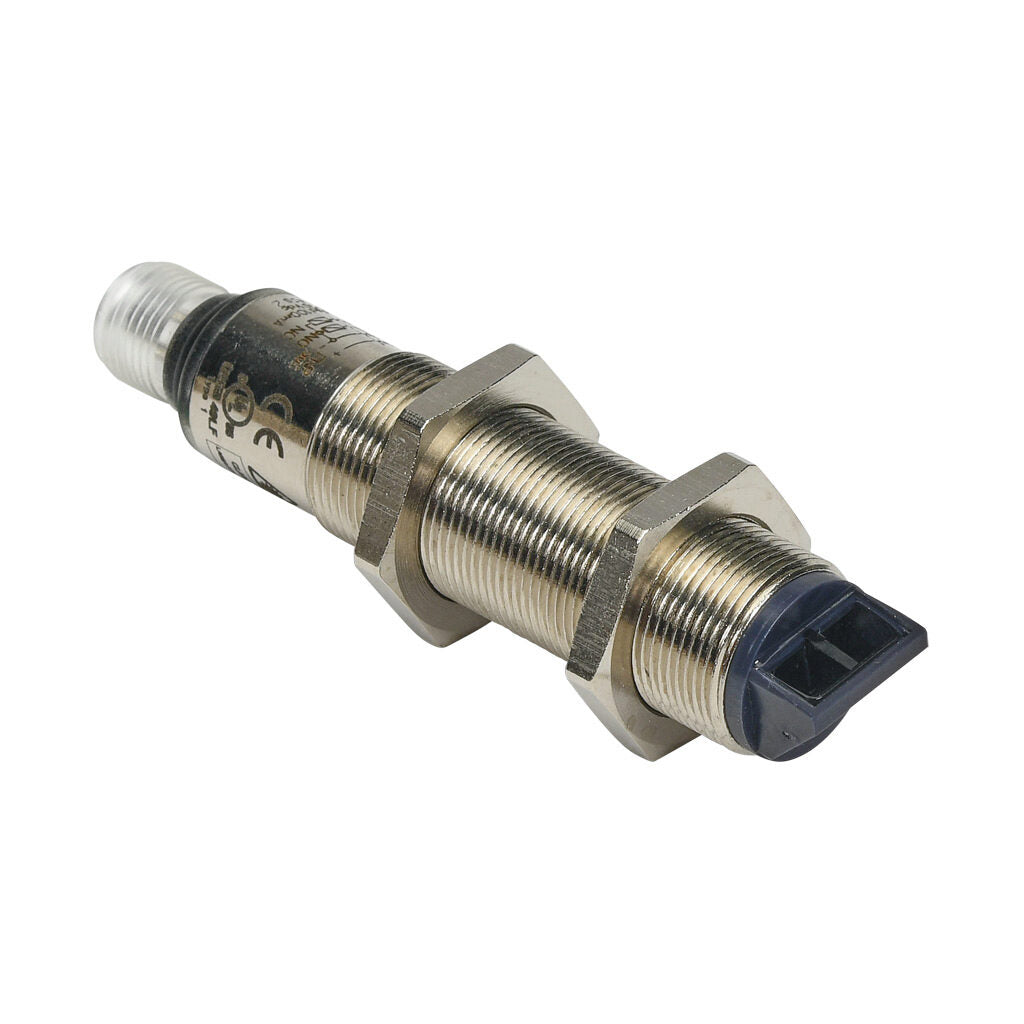 AchieVe photoelectric sensor, tubular, threaded, diffuse with background suppression, 90-degree, 30-80mm sensing distance, complementary light-on/dark-on, PNP, potentiometer, 1.5 kHz switching frequency, 4-pin M12 quick-disconnect.-FKLS-BP-3E