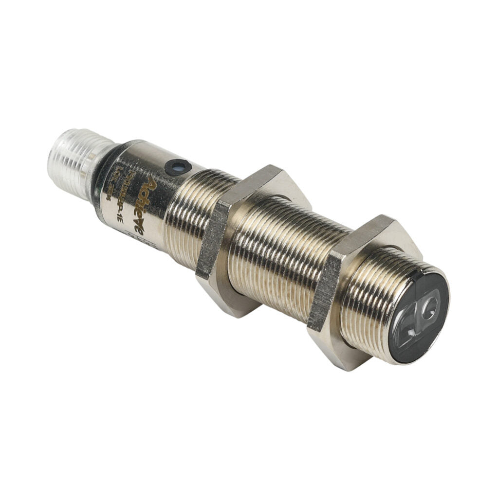 AchieVe photoelectric sensor, tubular, threaded, diffuse with background suppression, 30-150mm sensing distance, complementary light-on/dark-on, PNP, potentiometer, 1.5 kHz switching frequency, 4-pin M12 quick-disconnect.-FKLW-BP-1E