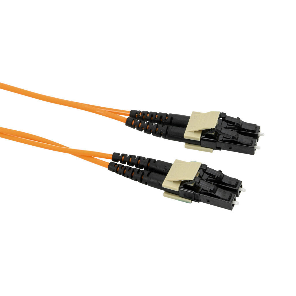 AchieVe OM1 multi-mode fiber optic Ethernet patch cable, LC duplex to LC duplex, 3.2ft/1m cable length, orange. For use with 10/100/1000 Mbps networks.-FOM-OM1-LCLC-001