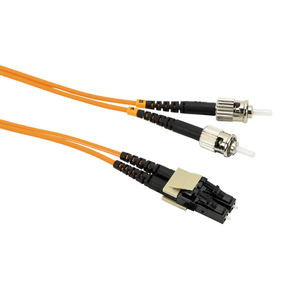 AchieVe OM1 multi-mode fiber optic Ethernet patch cable, LC duplex to ST duplex, 3.2ft/1m cable length, orange. For use with 10/100/1000 Mbps networks.-FOM-OM1-LCST-001